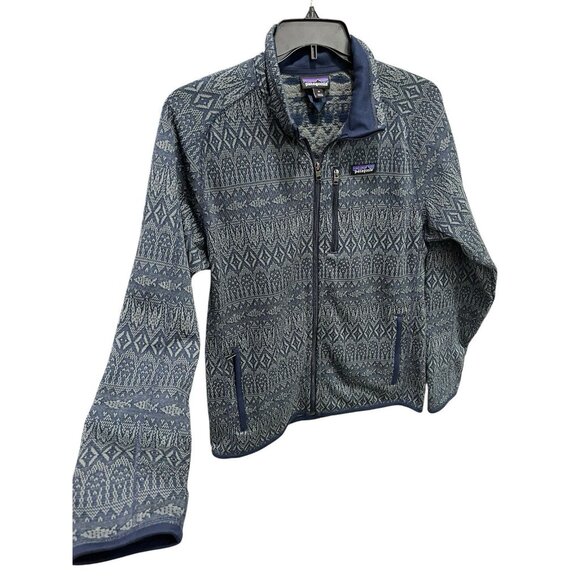 Vintage Y2K Patagonia Men's Medium Aztec Print Tribal Fish 1/4 Zip Fleece - Picture 3 of 6